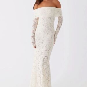Peppermayo Cream Lace Off-Shoulder Dress